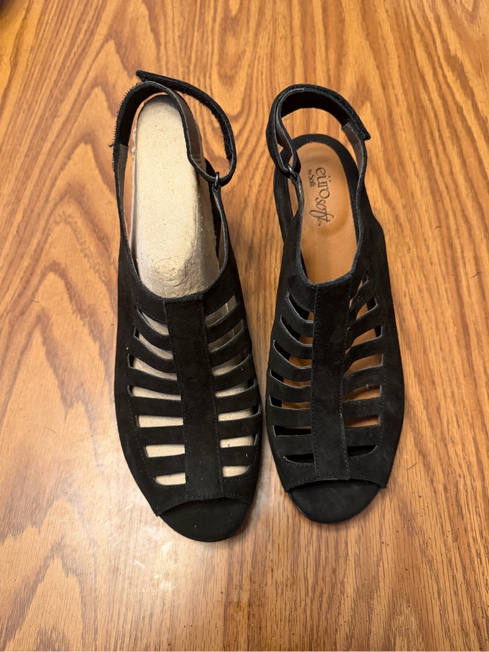 Vestal Black Suede Cutout Slingback Sandals